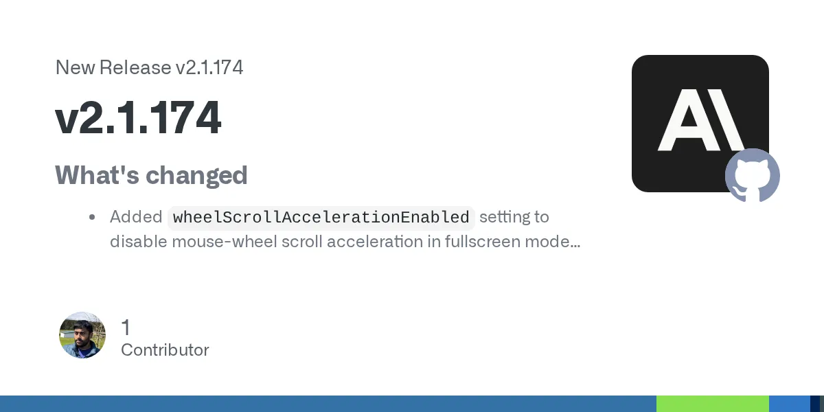 Claude Code v2.1.174 release notes on GitHub showing the VSCode usage attribution feature