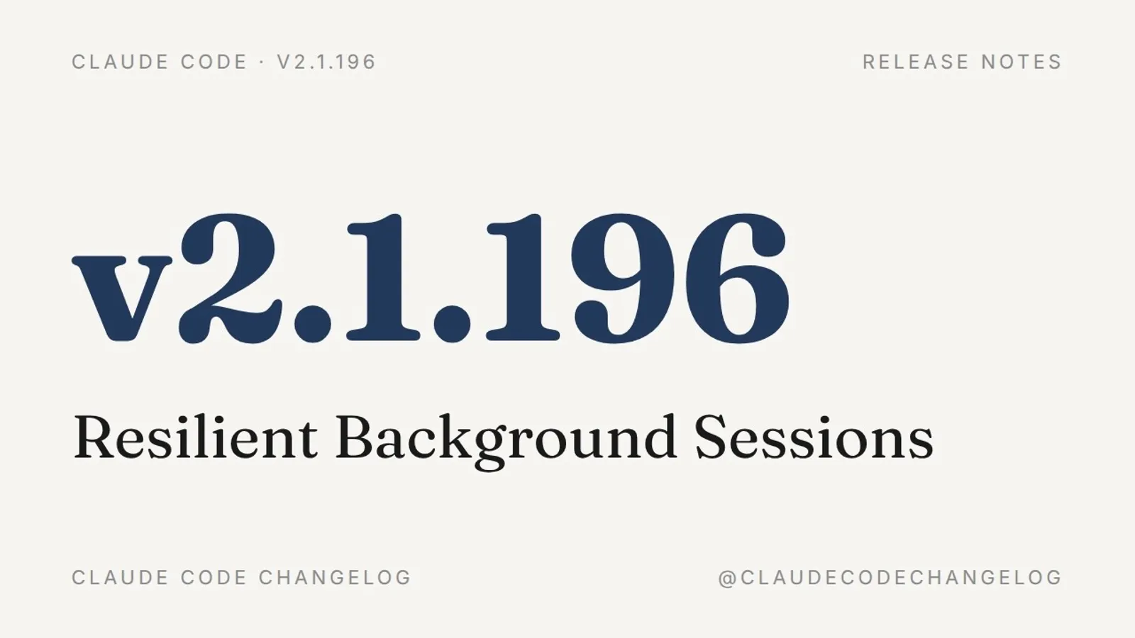 Claude Code v2.1.196 release notes card showing 'Resilient Background Sessions'