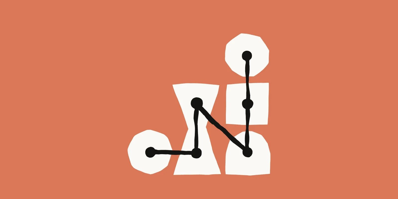 Abstract illustration of connected nodes branching into parallel threads