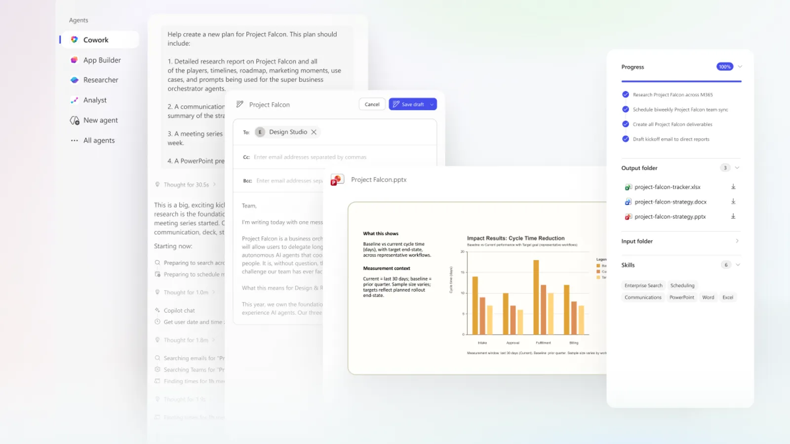 Microsoft Copilot Cowork interface showing Claude AI integration with Microsoft 365 apps