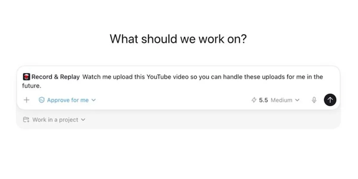 OpenAI Codex Record and Replay announcement showing the new workflow recording feature