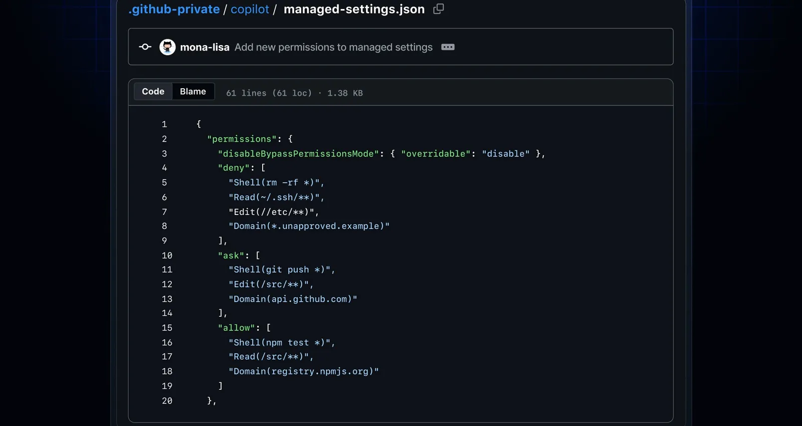 GitHub Copilot enterprise-managed agent operation permissions settings