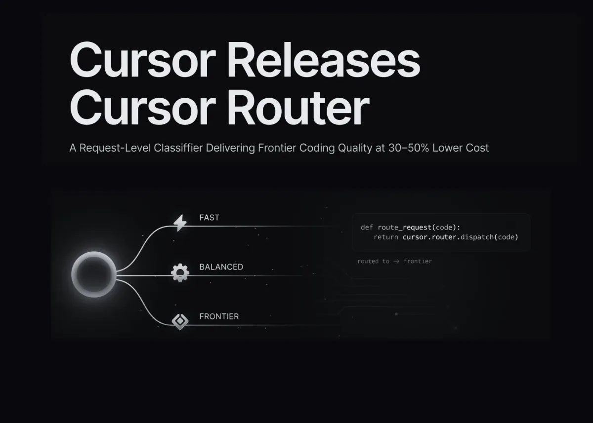 Cursor Router configuration showing Intelligence, Balance, and Cost optimization modes