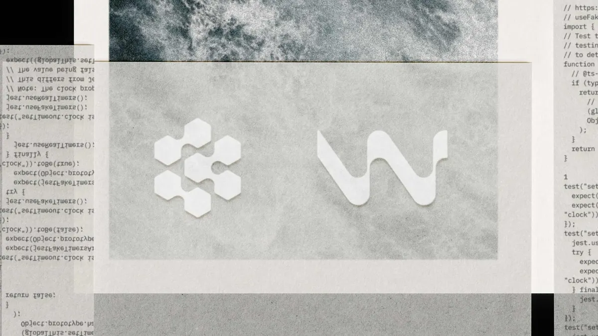 Devin and Windsurf logos side by side with code in the background, representing the Windsurf to Devin Desktop rebrand