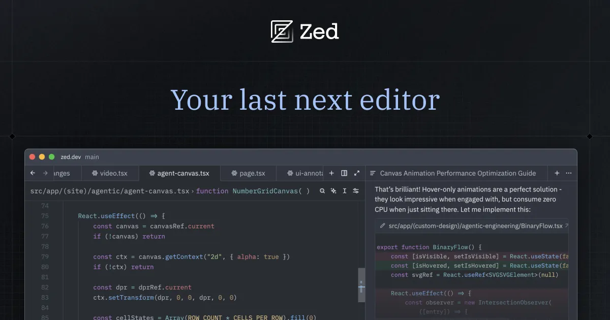 Zed editor interface