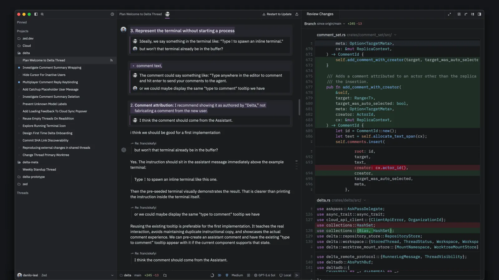 Zed Delta multiplayer coding environment for AI agents